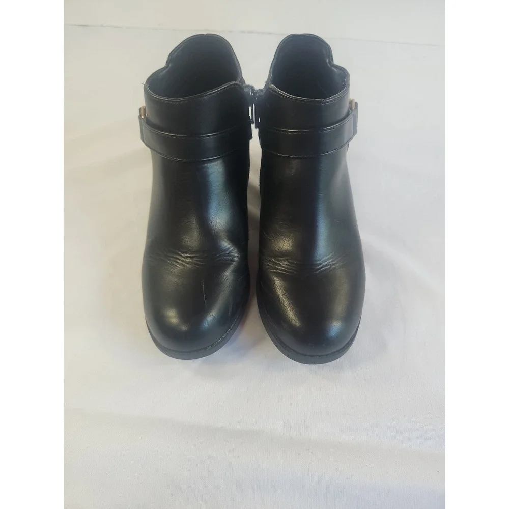 Place Kids Biker Boot Black Patent Leather With Buckle And Zipper Size 3